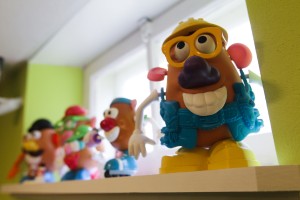 Children's toys like these help Brown connect to the children for whom she is creating her board games.