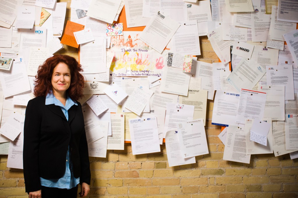 Aldrich with the Thank You note wall